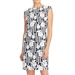 Lauren Ralph Lauren navy and white floral knee length Sheath dress